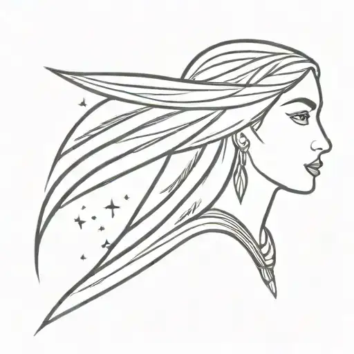 Disney Pocahontas and the sky and stars tattoo design idea