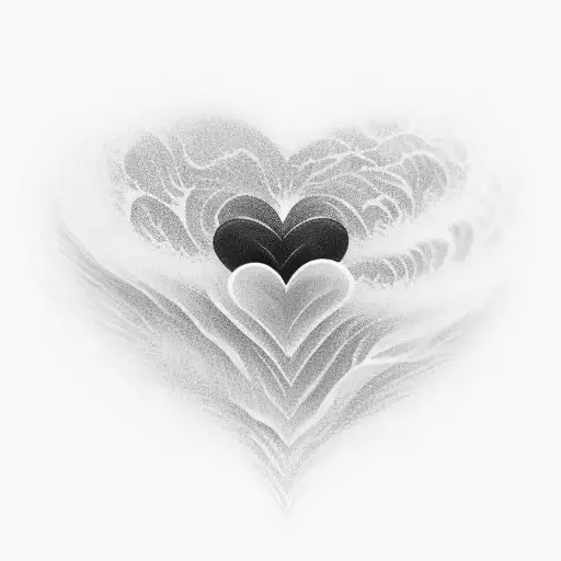 A delicate and detailed black and grey tattoo of a wave forming the shape of a heart, symbolizing the love for the sea and the beauty of spring tattoo design idea