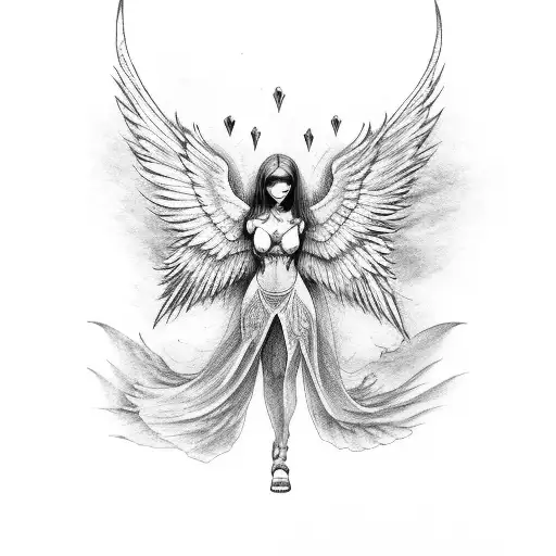 fallen angel with broken wings tattoo design idea