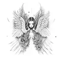 fallen angel with broken wings tattoo design idea