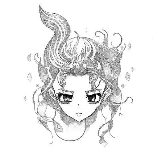 a silhouette of a mermaid based on the mermaid rina from the pichi pichi pitch series trying to reach the surface tattoo design idea