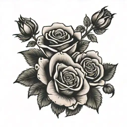 4 roses with a heart and mom tattoo tattoo design idea