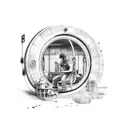 A car mechanic wrenching open a portal to a fantasy world tattoo design idea