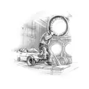 A car mechanic wrenching open a portal to a fantasy world tattoo design idea