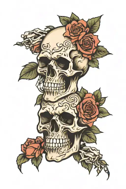 skull and roses see no evil hear no evil speak no evil tattoo design idea