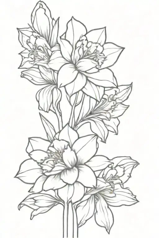  narcissus and marigold flowers tattoo design idea