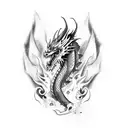 angry dragon with flames half sleeve tattoo design idea