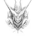 angry dragon with flames half sleeve tattoo design idea