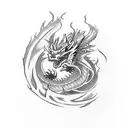 angry dragon with flames half sleeve tattoo design idea