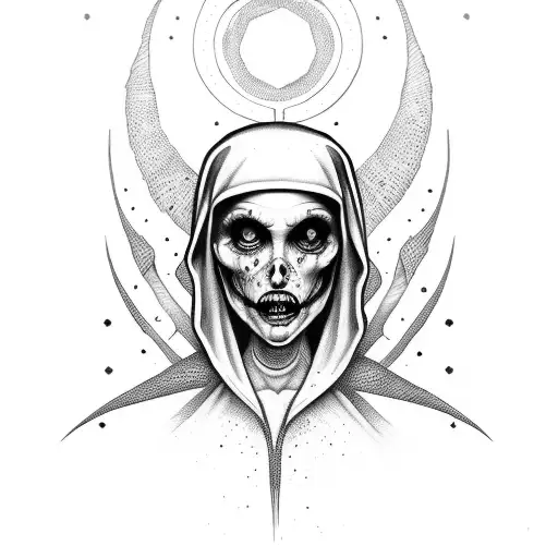 HORROR NUN tattoo design idea