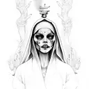 HORROR NUN tattoo design idea