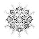 A snowflake mandala design incorporating elements of streaming technology tattoo design idea