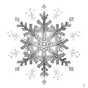 A snowflake mandala design incorporating elements of streaming technology tattoo design idea