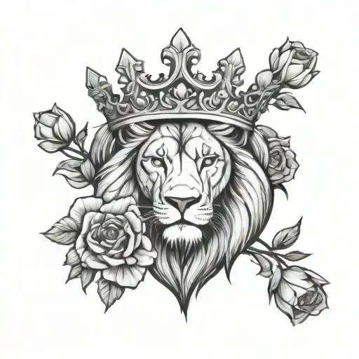 lion crown roses  tattoo design idea