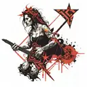 Create a sketch of a tattoo that will feature Themis with scales and a sword and the chevron of justice of the Ministry of Internal Affairs tattoo design idea