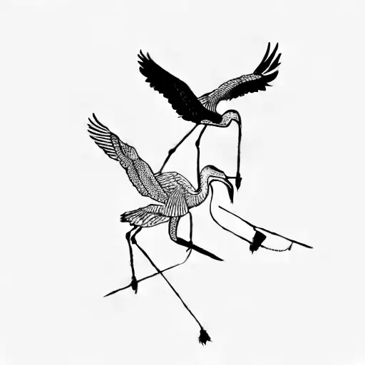 two Cranes flying in the sky tattoo design idea