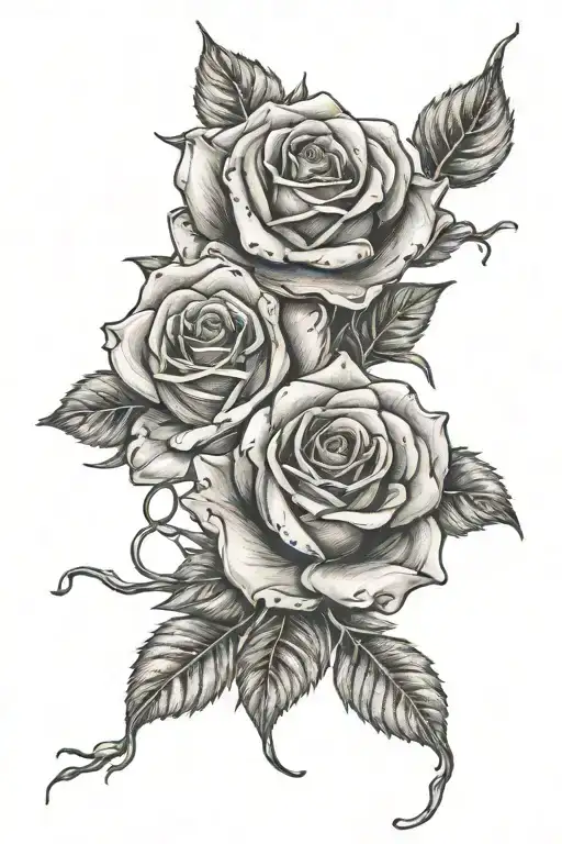 Three Roses intertwined tattoo design idea