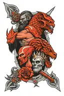 kratos Athena ares and tyr back tattoo design tattoo design idea