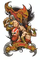 kratos Athena ares and tyr back tattoo design tattoo design idea
