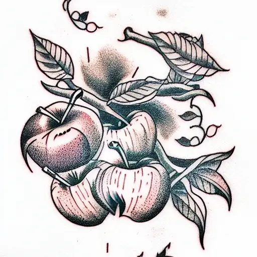 apples fall up from the apple tree tattoo design idea