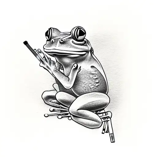 frog smoking a cigarette  tattoo design idea