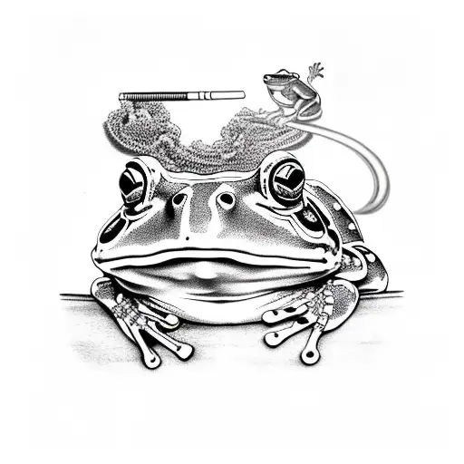 frog smoking a cigarette  tattoo design idea