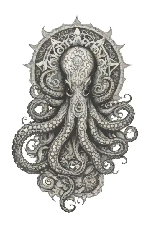 mandala octopus wrapped tattoo design idea