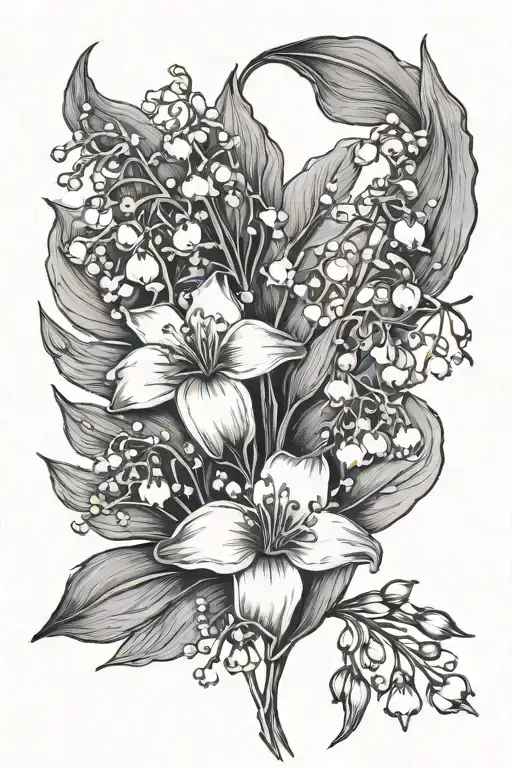 lily of the valley and Hawthorne flower tattoo design idea