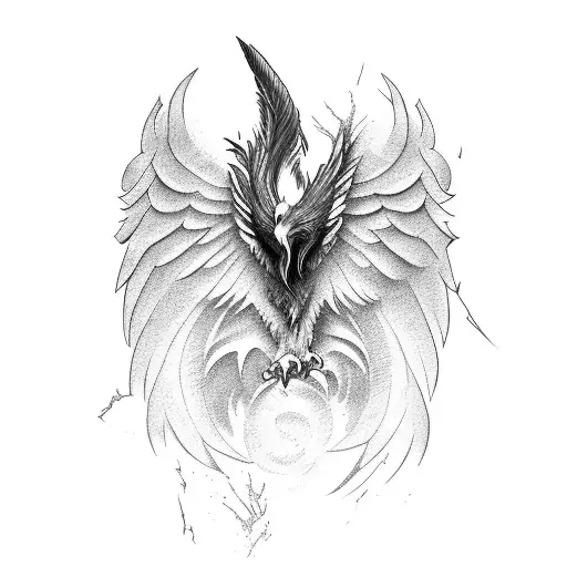 Phoenix, eagle wings tattoo design idea