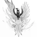 Phoenix, eagle wings tattoo design idea