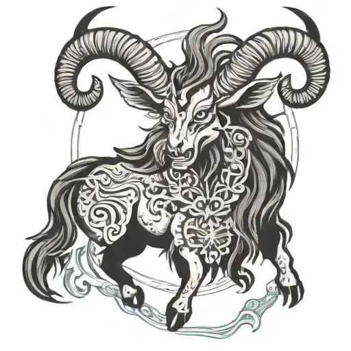 baphomet surrounded by mythical tattoo design idea