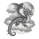 dragon and clouds tattoo design idea