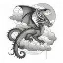 dragon and clouds tattoo design idea