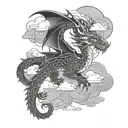 dragon and clouds tattoo design idea