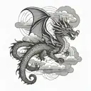 dragon and clouds tattoo design idea