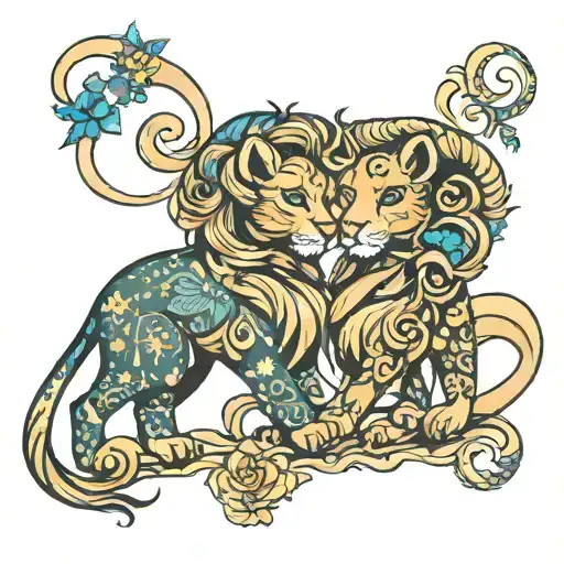 Gemini leo zodiac sign tattoo design idea