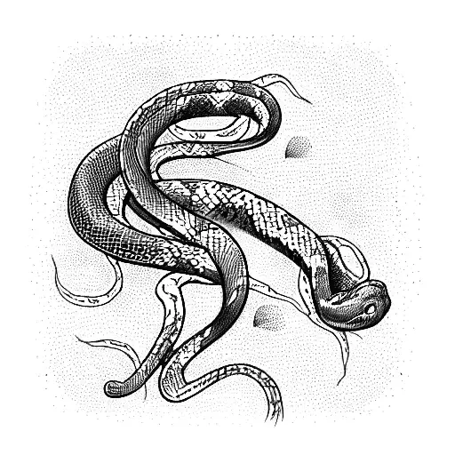 A snake that rots from its tail and overgrows with plants tattoo design idea