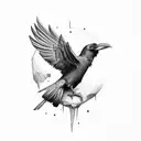 Raven or bird tattoo design idea