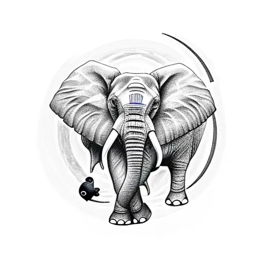 elephant with the moon tattoo design idea