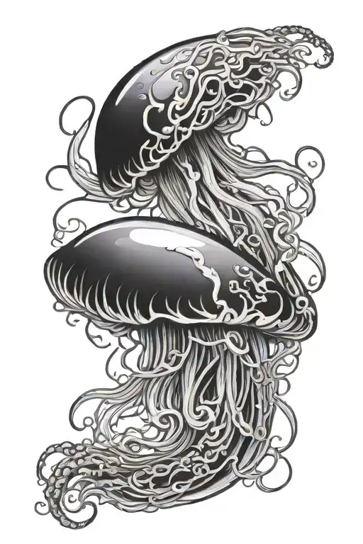 Jelly fish ying yang tattoo design idea