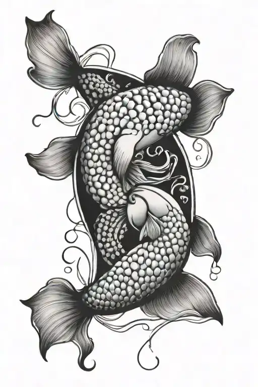 Jelly fish ying yang koi fish tattoo design idea