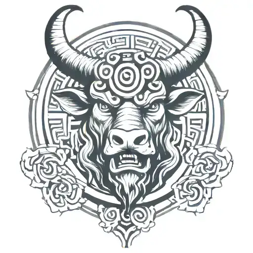 minotaur head on a labyrinth trad tattoo tattoo design idea