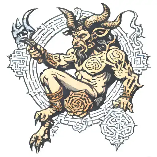 minotaur inside labyrinth trad tattoo tattoo design idea