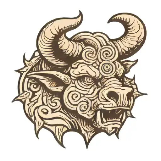 labyrinth minotaur head tattoo design idea