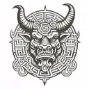 minotaur head on a labyrinth trad tattoo tattoo design idea