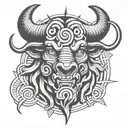 minotaur head on a labyrinth trad tattoo tattoo design idea