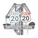 i-295 interstate sign next to the ambassador bridge with an I-20 interstate sign on the other side tattoo design idea
