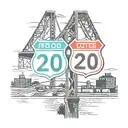 i-295 interstate sign next to the ambassador bridge with an I-20 interstate sign on the other side tattoo design idea
