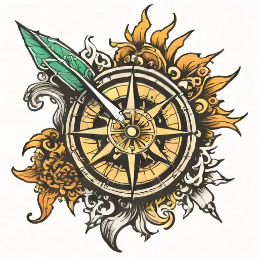 sun and compass  tattoo design idea