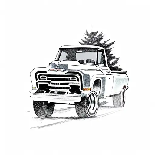 1970s chevy truck tattoo design idea